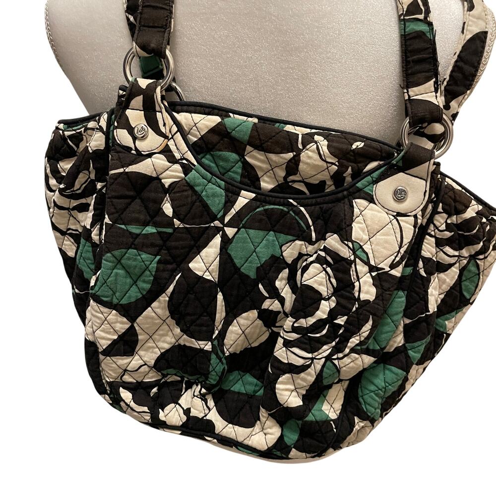 Vera Bradley Green & Blue Floral Purse tote Quilted Tote Bag